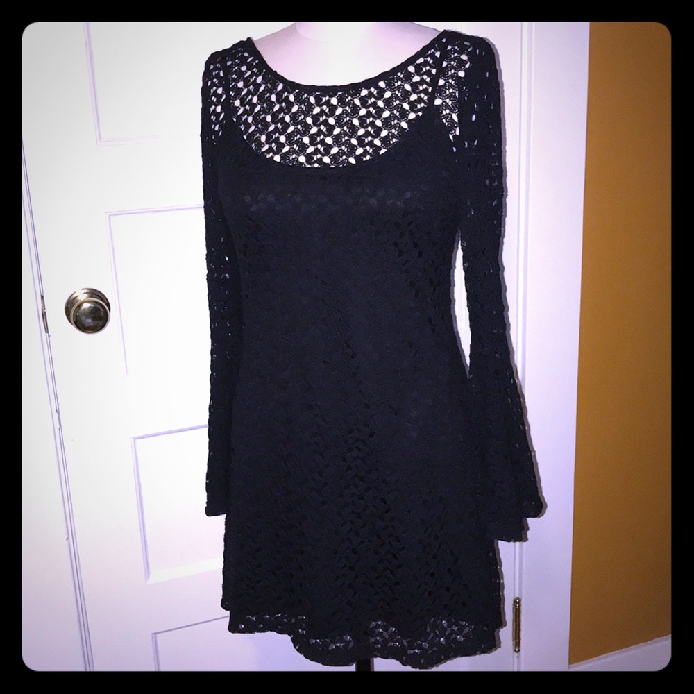 Black Crocheted and Sexy Black Dress